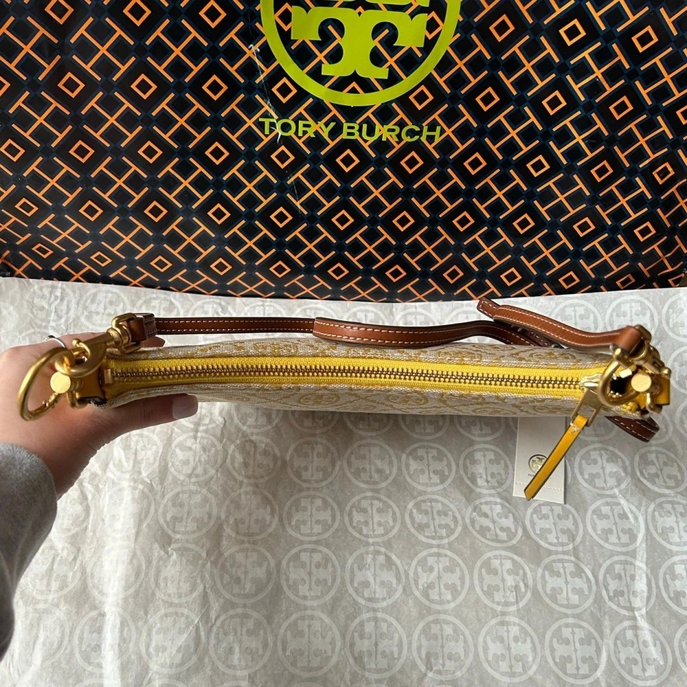 Tory Burch Beige and Brown Logo Jacquard Crossbody Bag - Picture 4 of 12